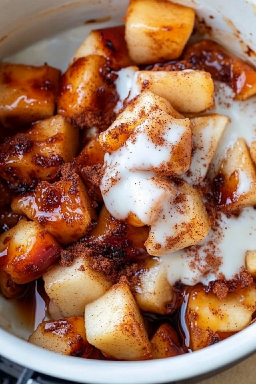 Air Fryer Apples Recipe - Quick and Easy Delicious Air Fryer Apples freshly prepared on a white plate