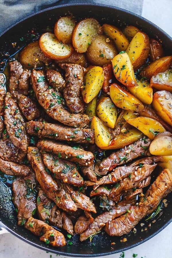 Delicious Garlic Butter Steak and Potatoes Skillet