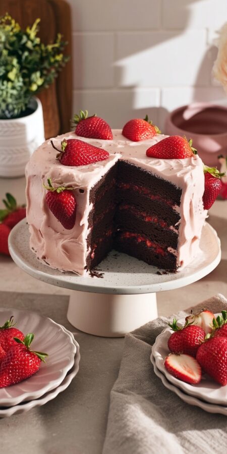 Delicious Strawberry Chocolate Cake