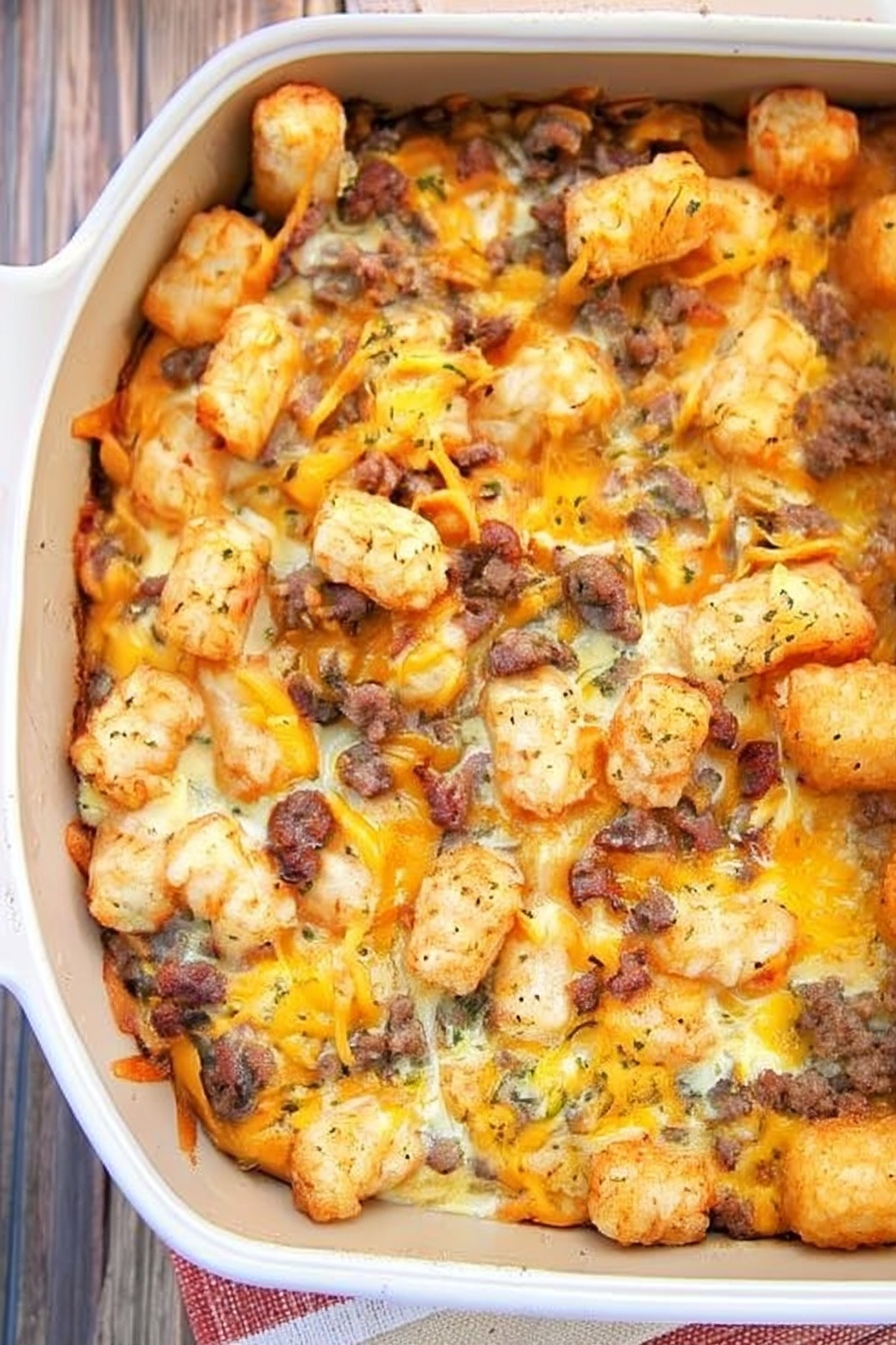 Delicious Tater Tot Sausage Breakfast Casserole