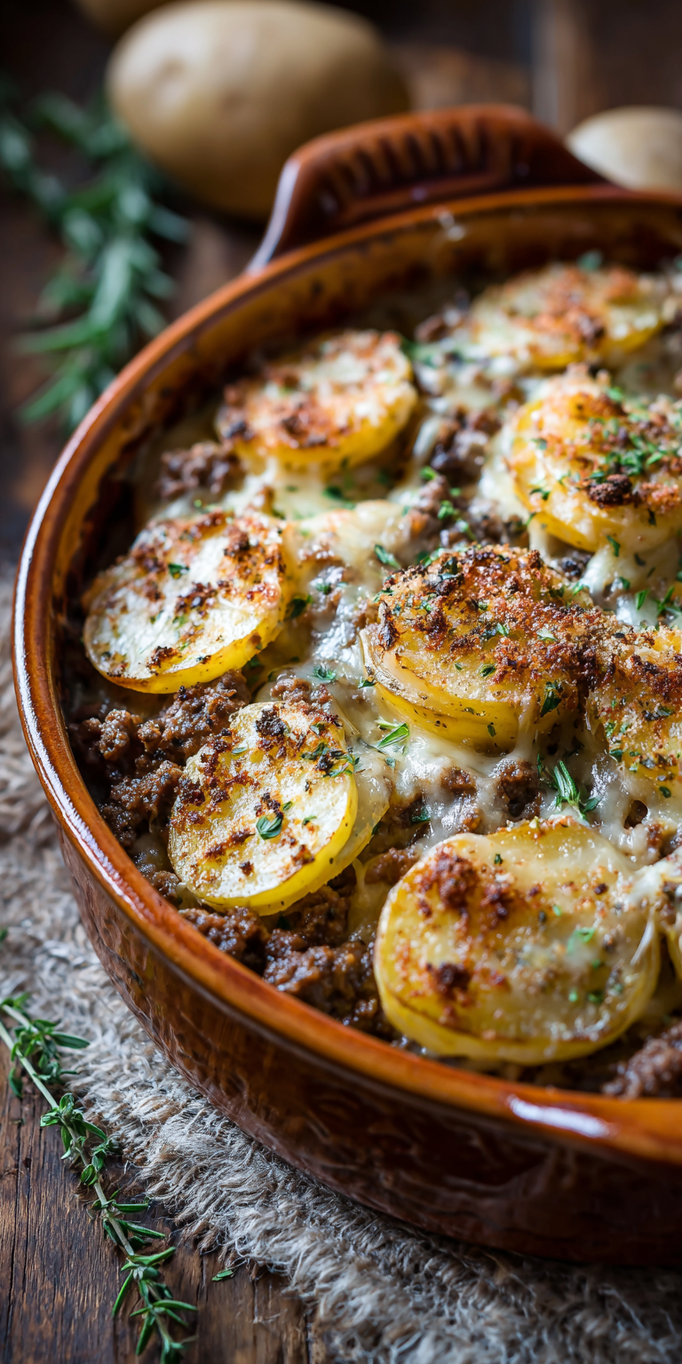 Savory Herb Ground Beef & Potato Skillet Recipe