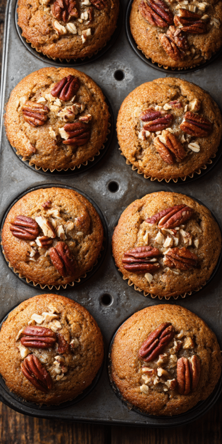 Banana Pecan Muffins – Sweet, Nutty & Wonderfully Fluffy served warm with cozy spices