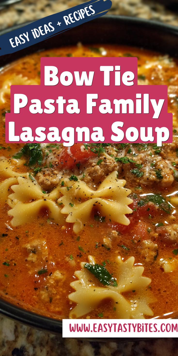 Bow Tie Pasta Family Lasagna Soup served warm with cozy spices
