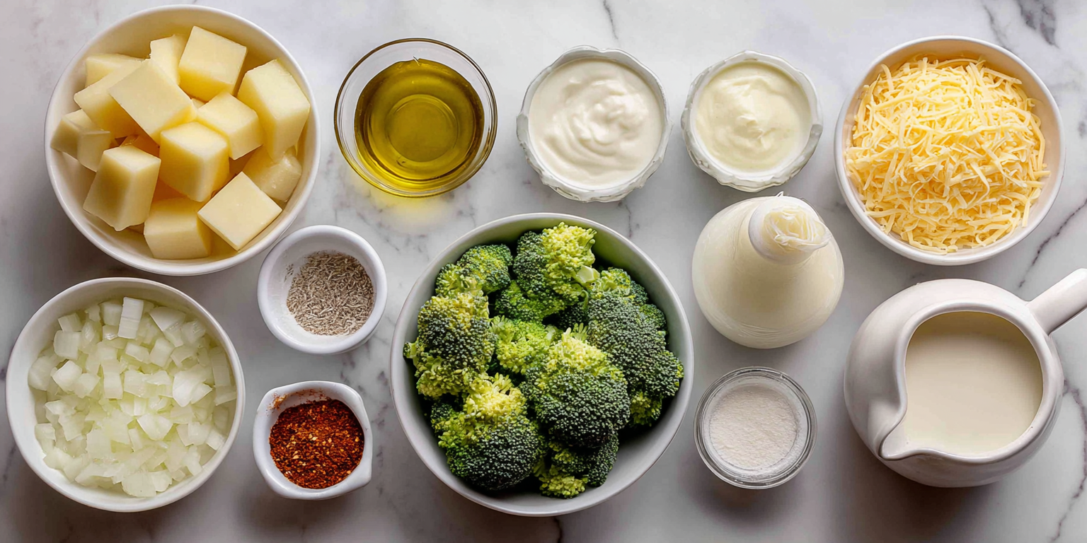 Cheesy Broccoli Potato Soup served warm with cozy spices
