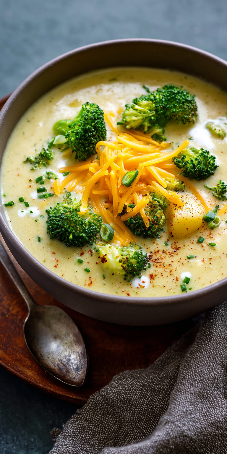 Cheesy Broccoli Potato Soup Recipe