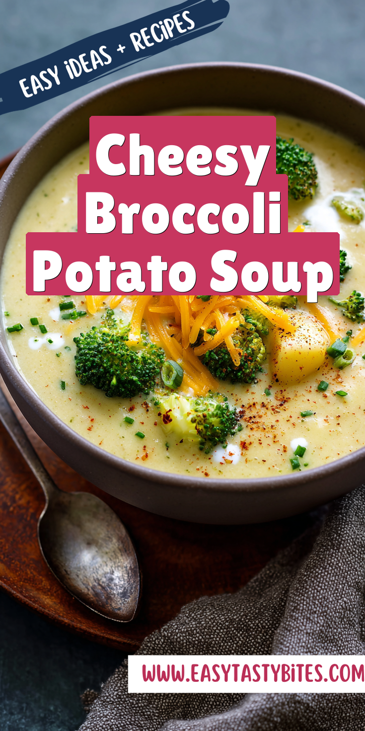 Cheesy Broccoli Potato Soup served warm with cozy spices