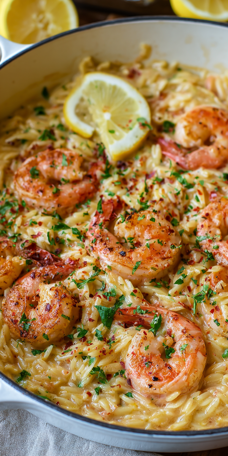 Creamy Dreamy Shrimp Scampi Orzo (One-Pot Magic) served warm with gentle spices and a cozy aroma