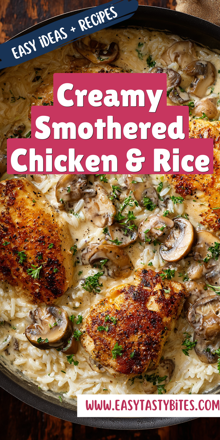 Creamy Smothered Chicken & Rice served warm with cozy spices