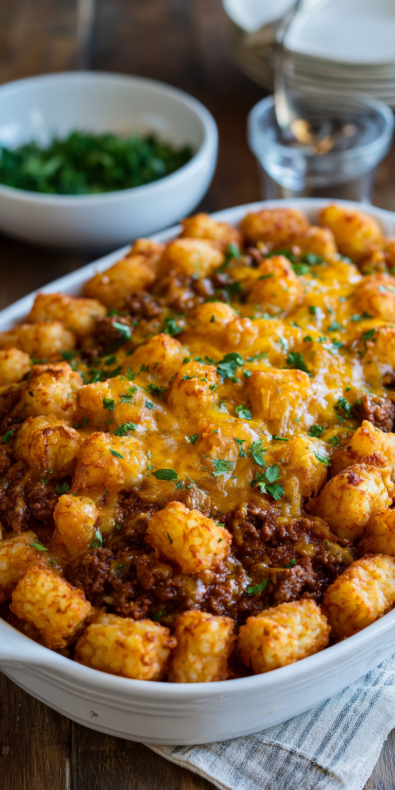 Crispy Tater Tot Ground Beef & Potato Casserole Recipe