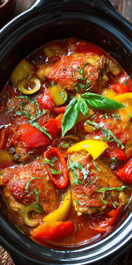 Crockpot Chicken Cacciatore with Peppers Recipe