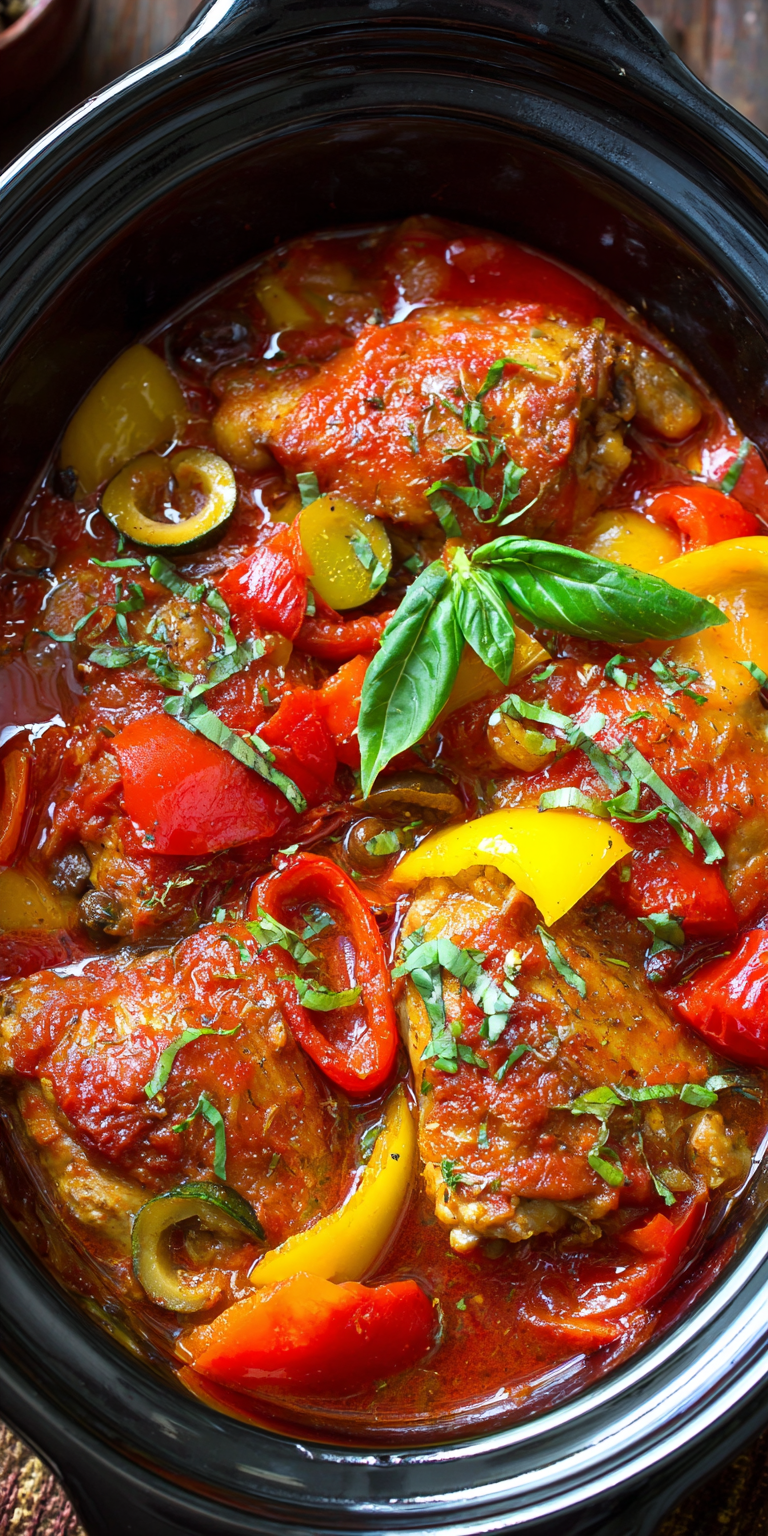 Crockpot Chicken Cacciatore with Peppers Recipe