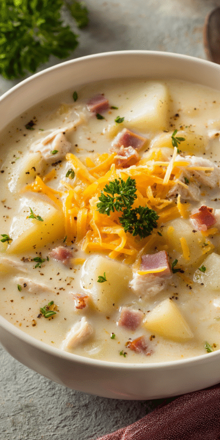 Crockpot Hearty Potato Soup – Effortless One-Pot Dinner served warm with cozy spices
