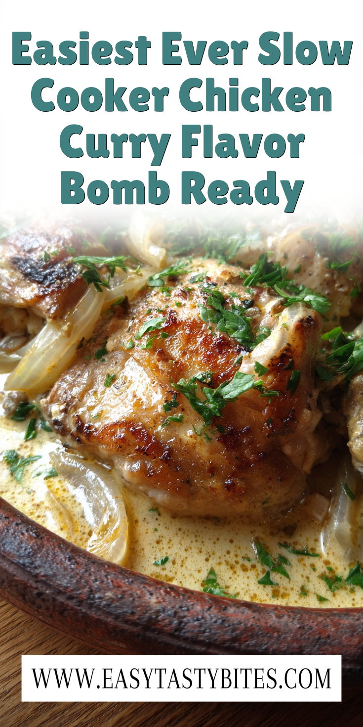 Easiest Ever Slow Cooker Chicken Curry Flavor Bomb Ready served warm with cozy spices