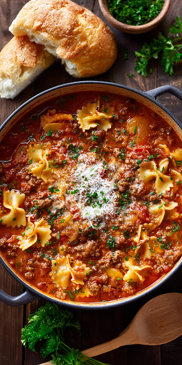 Hearty Beef One-Pot Lasagna Soup Recipe