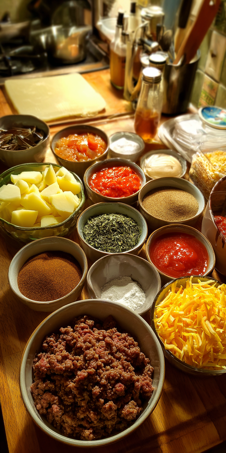 Hearty Ground Beef & Potato One-Pan Meal served warm with cozy spices