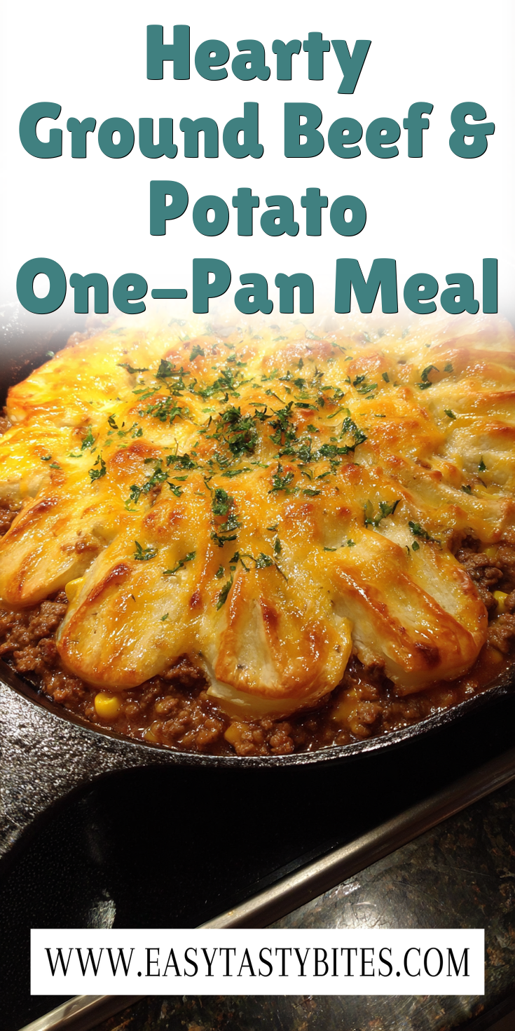 Hearty Ground Beef & Potato One-Pan Meal served warm with cozy spices