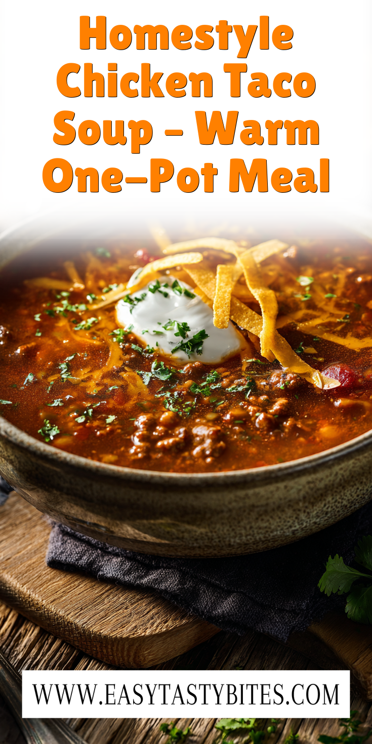 Homestyle Chicken Taco Soup – Warm One-Pot Meal served warm with cozy spices