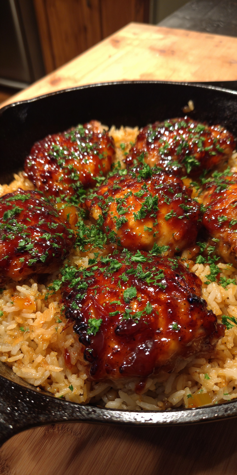 One-Pan Honey BBQ Chicken Rice: Sweet, Sticky Weeknight Magic! Recipe
