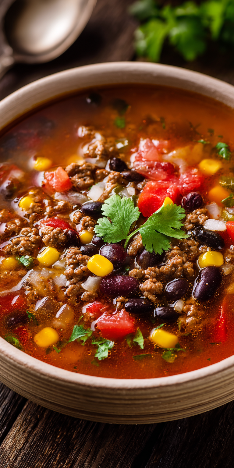 Quick Tex-Mex Beef Taco Soup Recipe