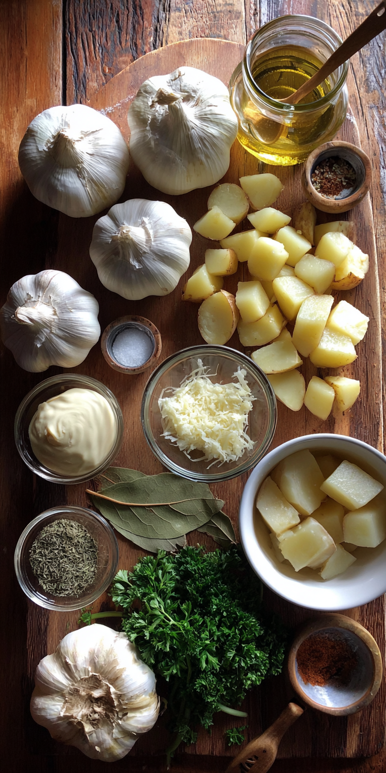 Roasted Garlic & Herb Potato Soup – Flavorful Comfort served warm with cozy spices