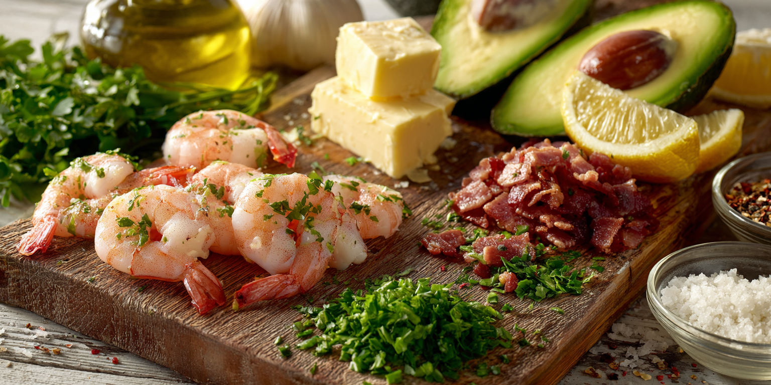 Shrimp Scampi Stuffed Avocados served warm with cozy spices