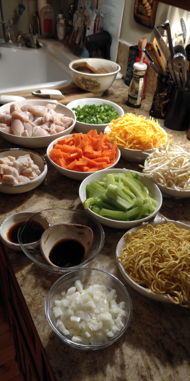 Slow Cooker Chicken Chow Mein served warm with cozy spices