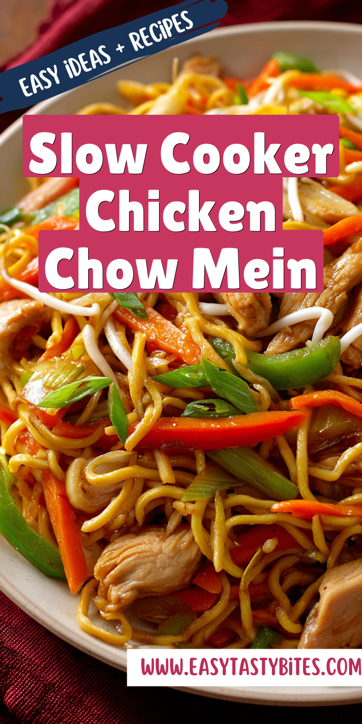 Slow Cooker Chicken Chow Mein served warm with cozy spices