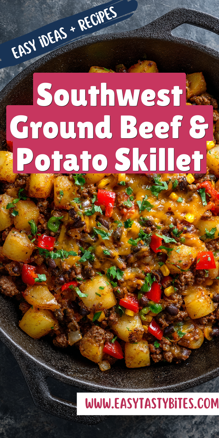 Southwest Ground Beef & Potato Skillet served warm with cozy spices
