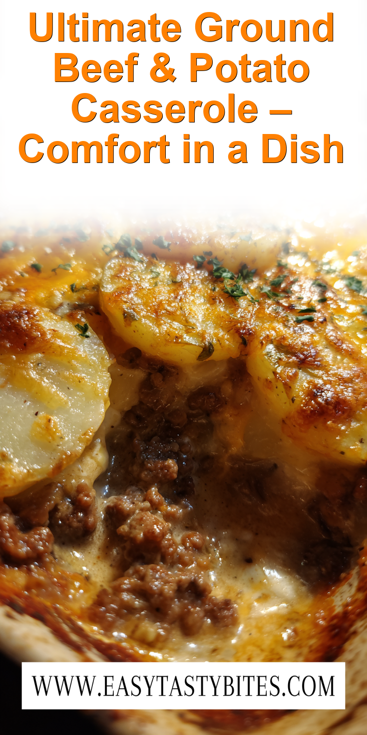 A hearty serving of Ultimate Ground Beef & Potato Casserole on a plate