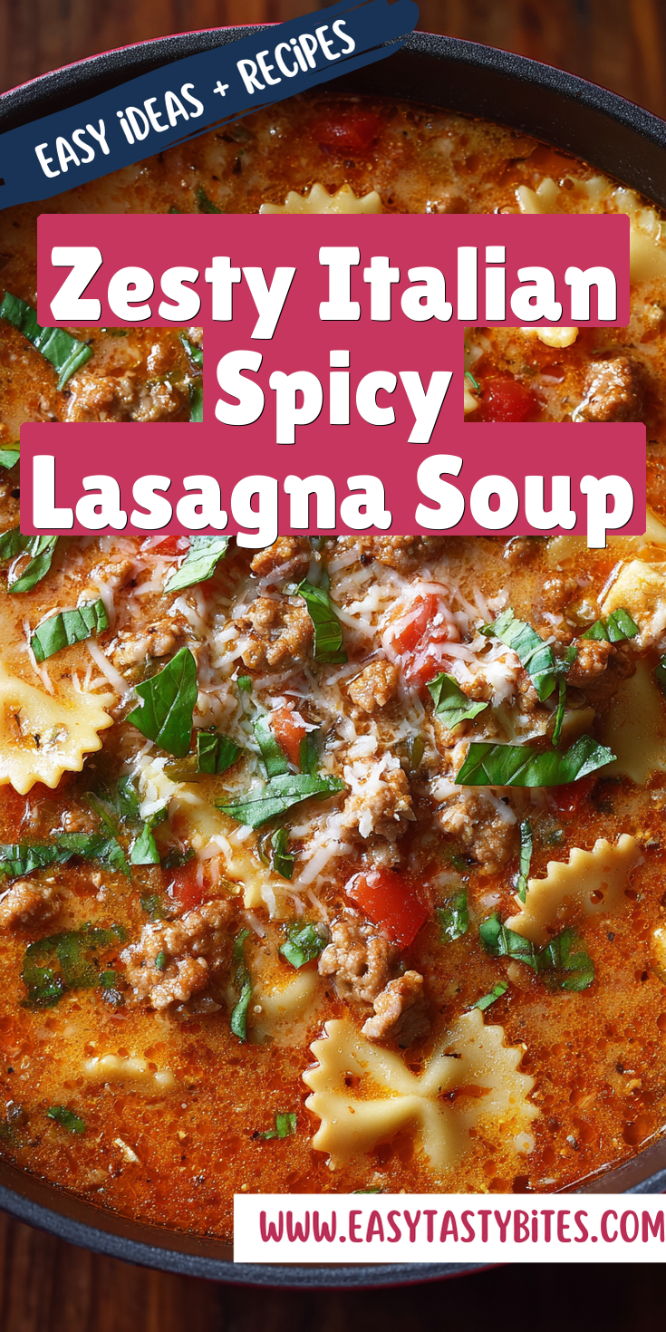 Zesty Italian Spicy Lasagna Soup served warm with cozy spices