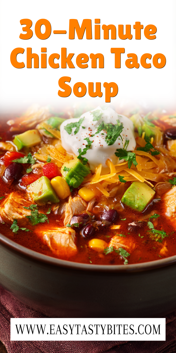 30-Minute Chicken Taco Soup served warm with cozy spices