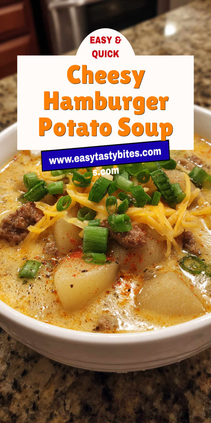 Cheesy Hamburger Potato Soup served warm with cozy spices