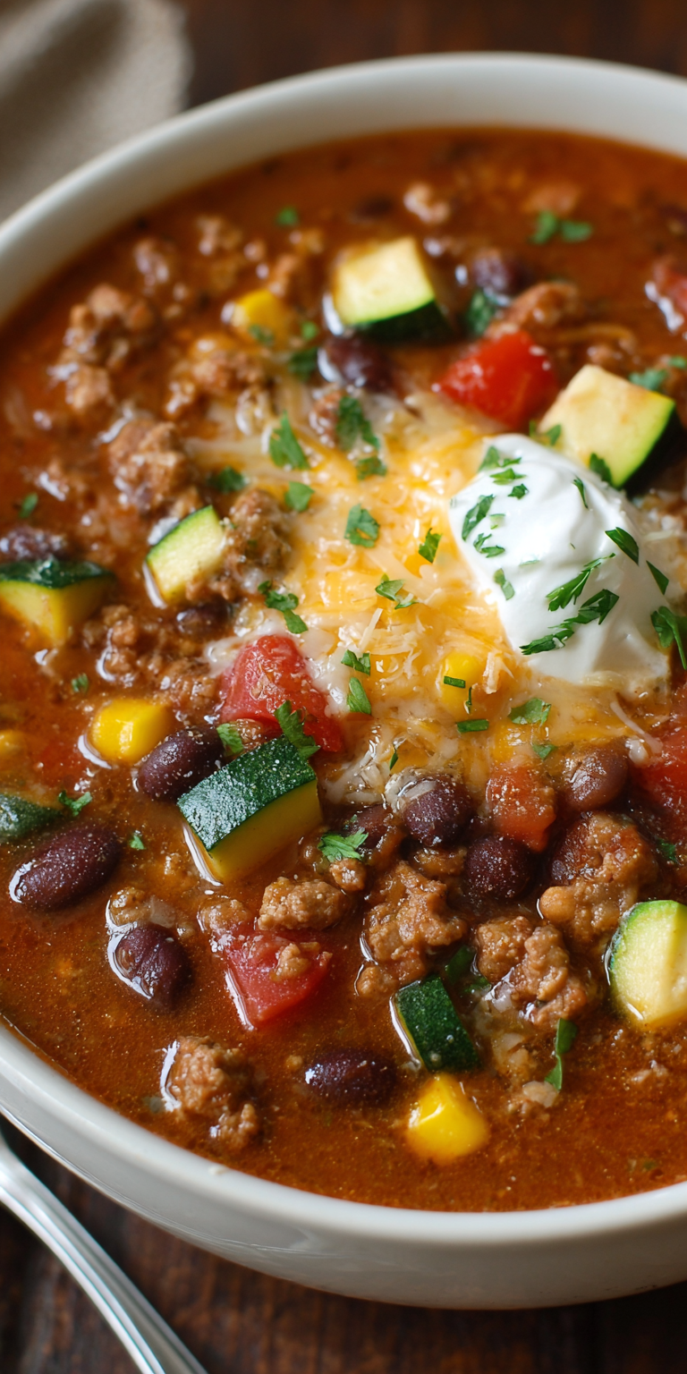 Cheesy Zucchini Taco Soup Recipe