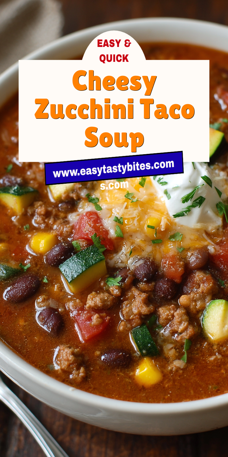 Cheesy Zucchini Taco Soup served warm with cozy spices