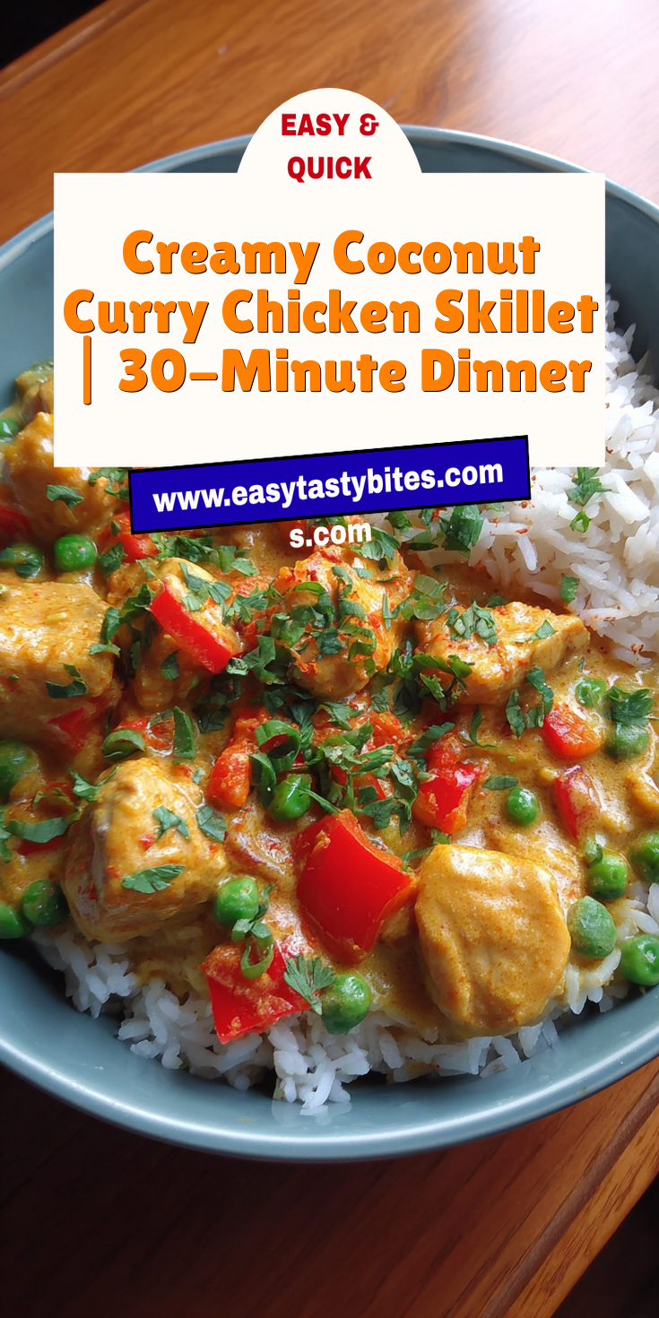 Creamy Coconut Curry Chicken Skillet | 30-Minute Dinner served warm with cozy spices