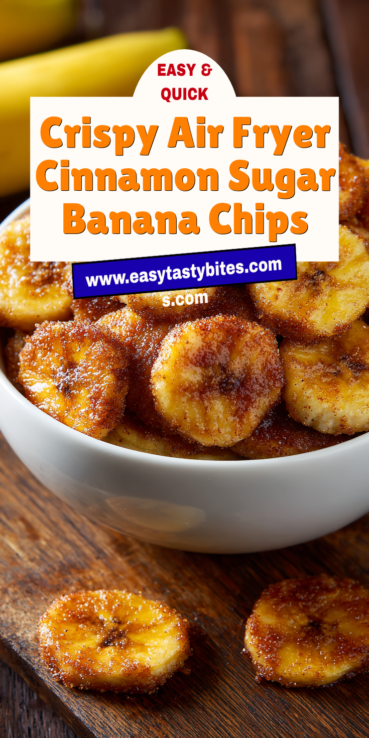 Crispy Air Fryer Cinnamon Sugar Banana Chips served warm with cozy spices