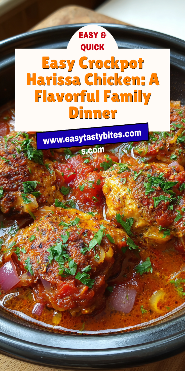 Easy Crockpot Harissa Chicken: A Flavorful Family Dinner served warm with cozy spices