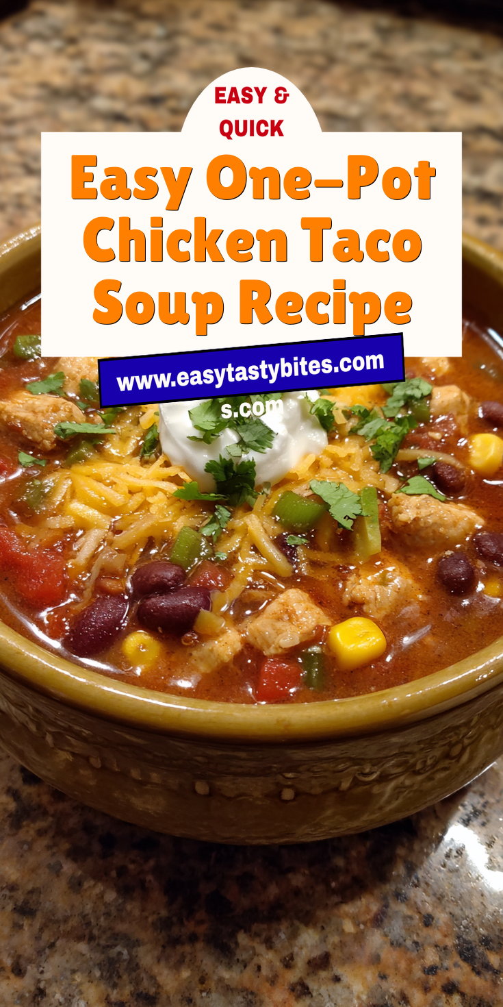 Easy One-Pot Chicken Taco Soup Recipe served warm with cozy spices