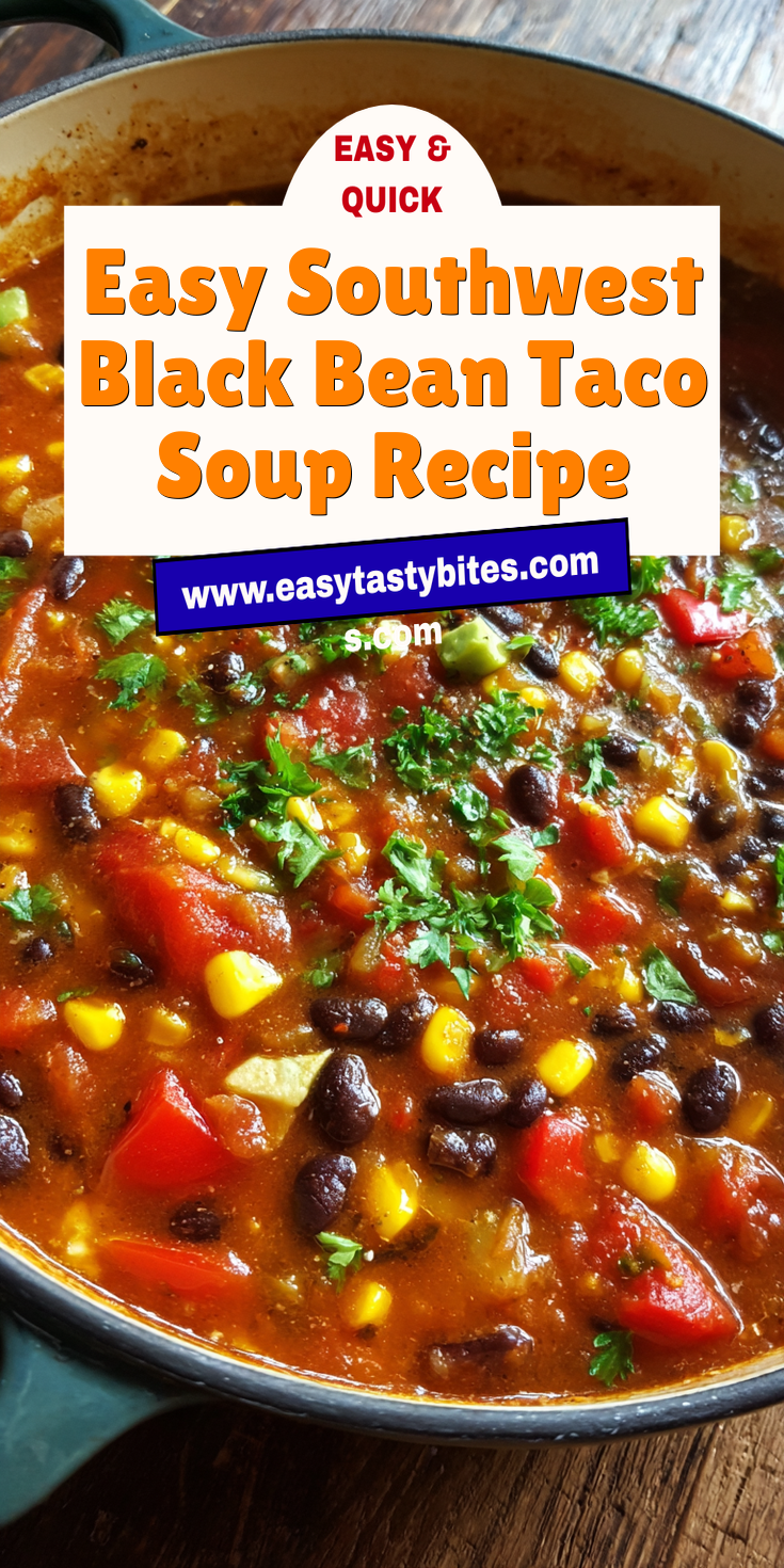 Easy Southwest Black Bean Taco Soup Recipe served warm with cozy spices