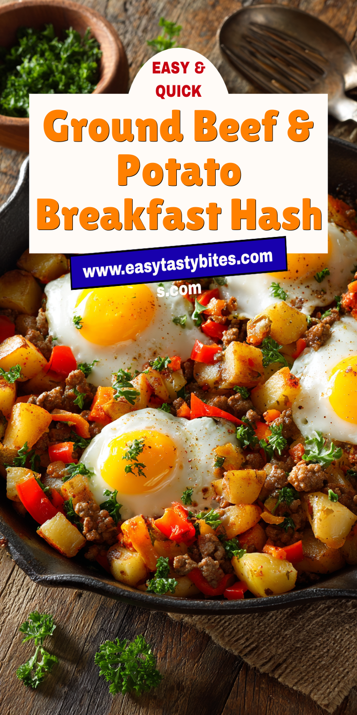 Ground Beef & Potato Breakfast Hash served warm with cozy spices