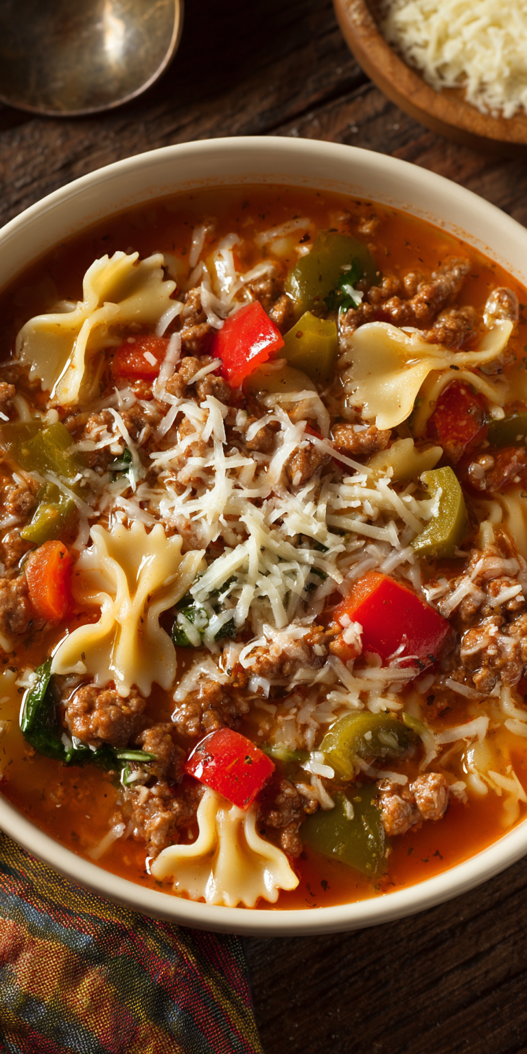Italian Sausage & Bell Pepper Lasagna Soup Recipe