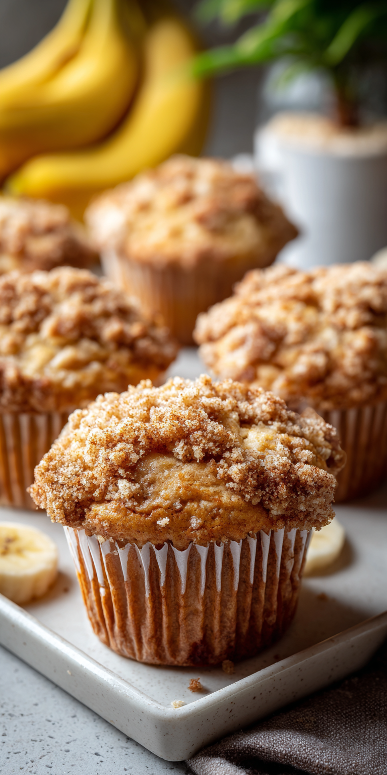 Moist Banana Muffins with Streusel Topping Recipe