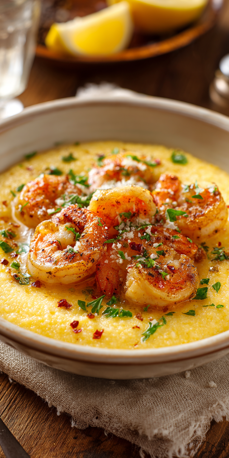 Shrimp Scampi Over Creamy Polenta Recipe
