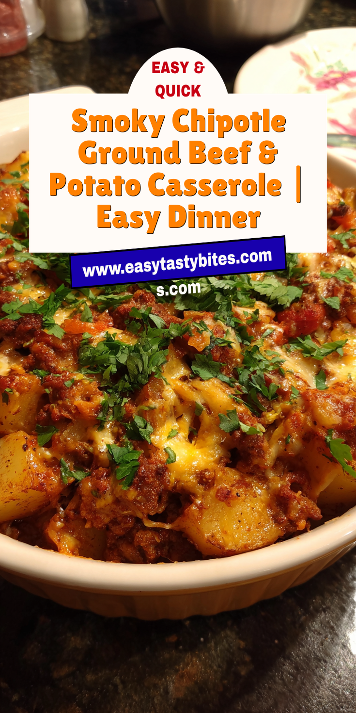 Smoky Chipotle Ground Beef & Potato Casserole | Easy Dinner served warm with cozy spices
