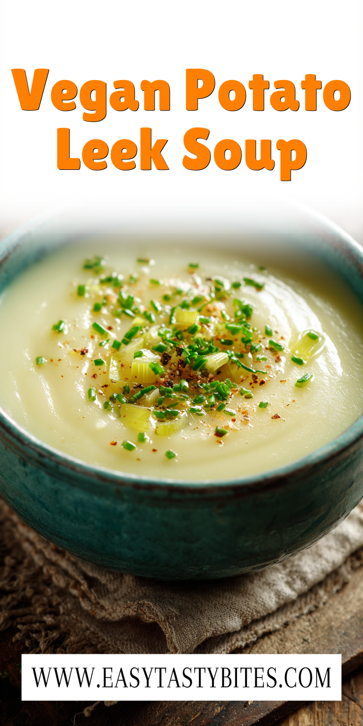 Vegan Potato Leek Soup served warm with cozy spices