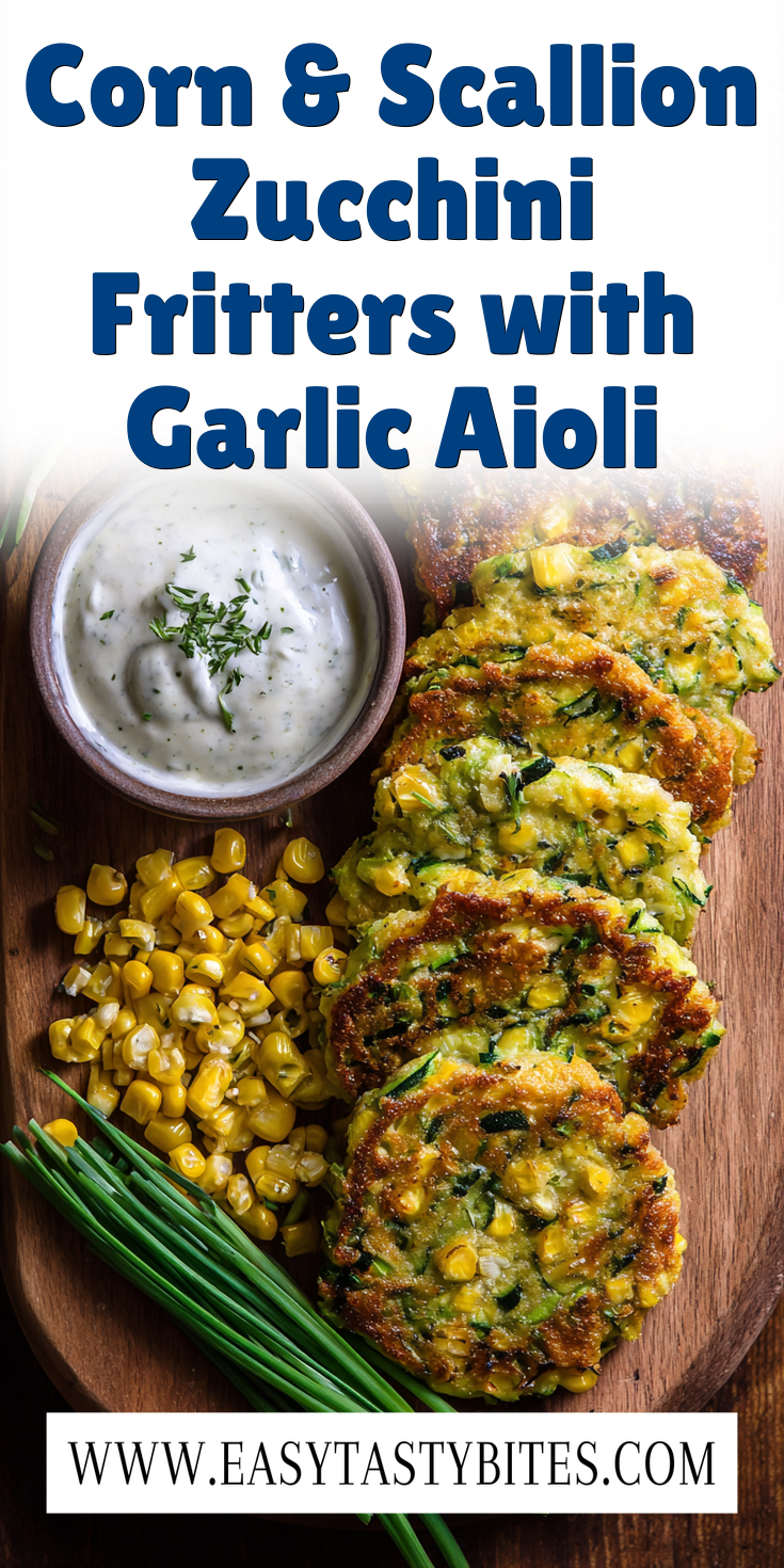 Corn & Scallion Zucchini Fritters with Garlic Aioli served warm with cozy spices