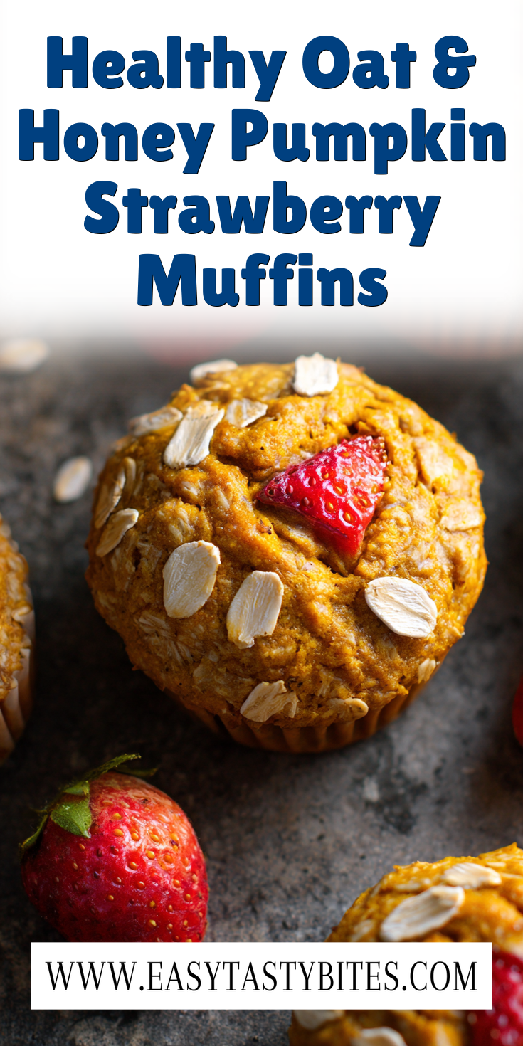Healthy Oat & Honey Pumpkin Strawberry Muffins served warm with cozy spices