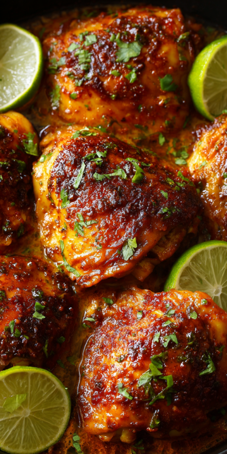 Honey Lime Glazed Crockpot Harissa Chicken served warm with cozy spices