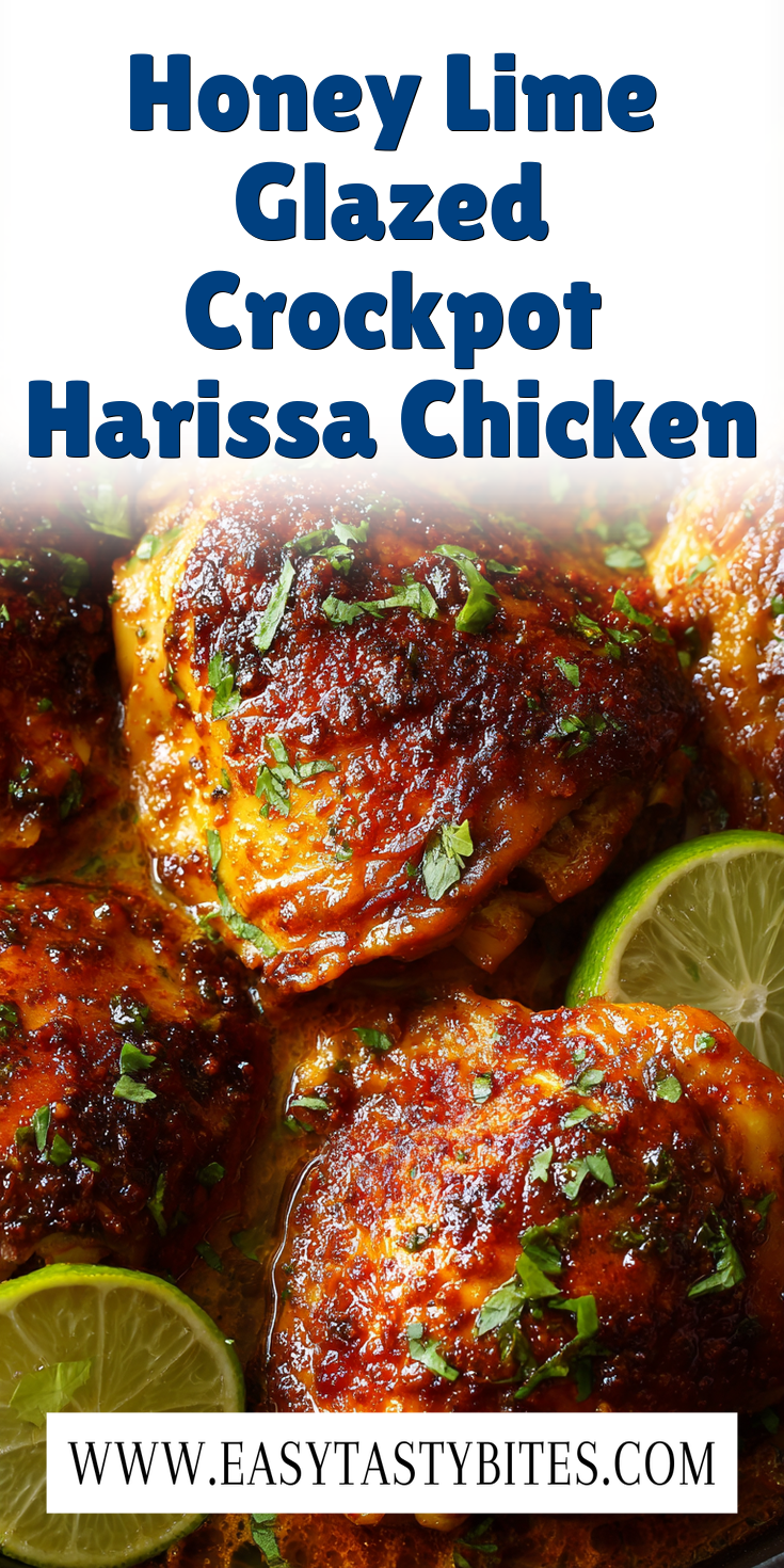 Honey Lime Glazed Crockpot Harissa Chicken served warm with cozy spices