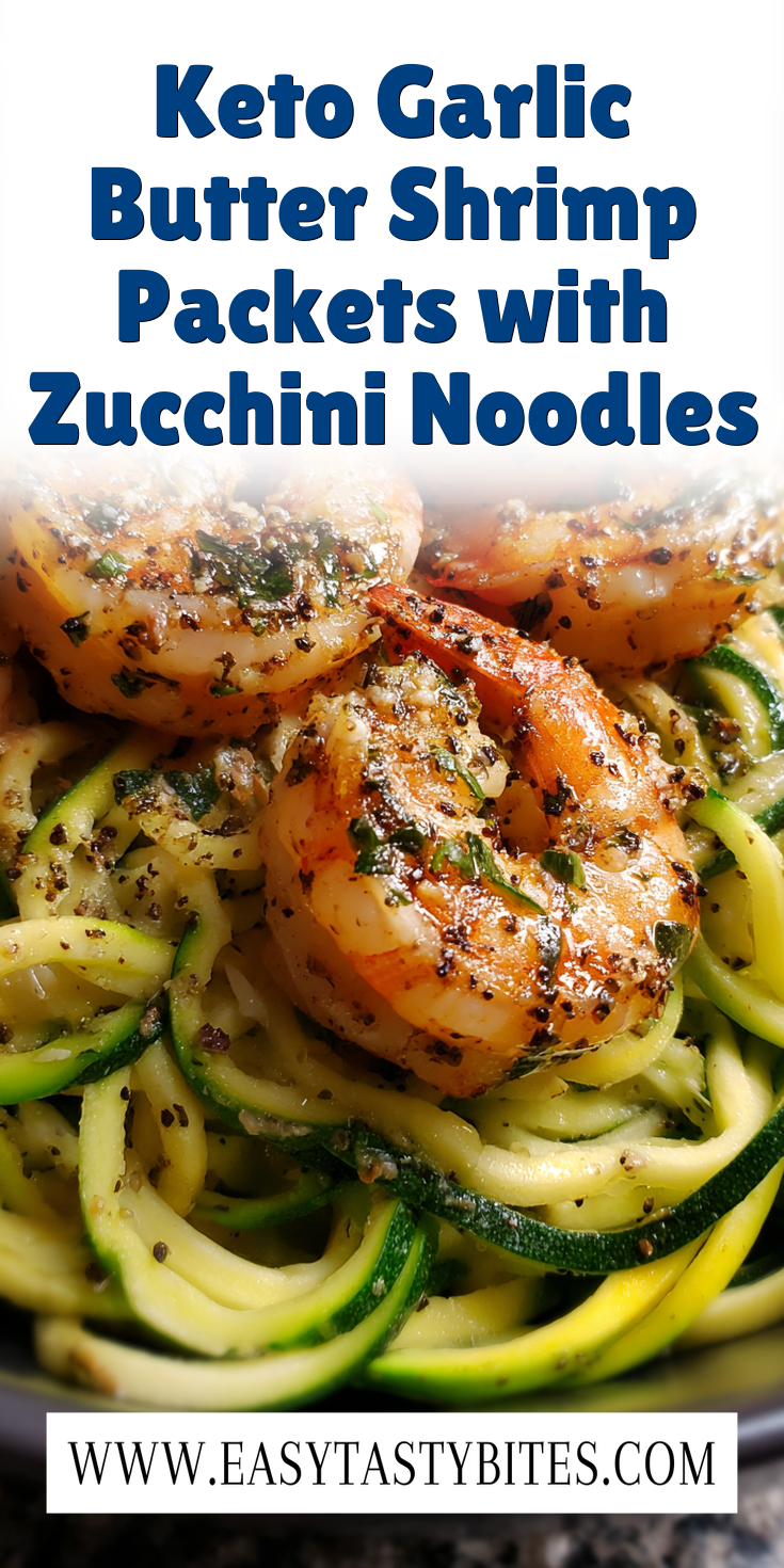 Keto Garlic Butter Shrimp Packets with Zucchini Noodles served warm with cozy spices